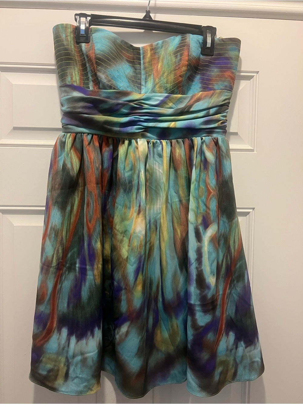 Jessica Simpson Multicolor Teal & Purple Strapless Party Dress